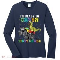 Im Ready To Crush First Grade Monster Truck Dinosaur Women's Long Sleeve Shirt thumb 0