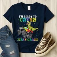 Im Ready To Crush First Grade Monster Truck Dinosaur Women's T-Shirt thumb 3