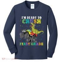 Im Ready To Crush First Grade Monster Truck Dinosaur Kids Long Sleeve Shirt thumb 0