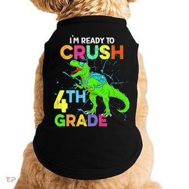 I'm Ready To Crush 4th Grade Dinosaur Back To School Doggie Tank
