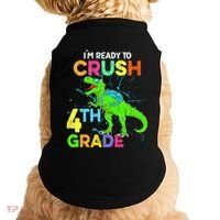I'm Ready To Crush 4th Grade Dinosaur Back To School Doggie Tank thumb 0