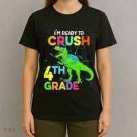I'm Ready To Crush 4th Grade Dinosaur Back To School T-Shirt thumb 4