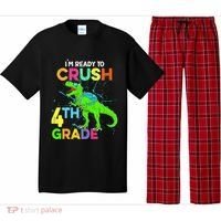 I'm Ready To Crush 4th Grade Dinosaur Back To School Pajama Set thumb 0