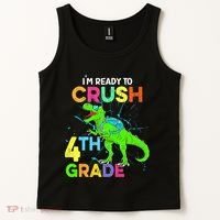 I'm Ready To Crush 4th Grade Dinosaur Back To School Tank Top thumb 2