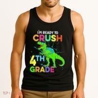 I'm Ready To Crush 4th Grade Dinosaur Back To School Tank Top thumb 3