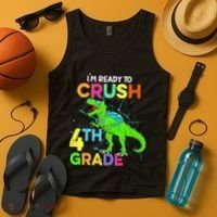 I'm Ready To Crush 4th Grade Dinosaur Back To School Tank Top thumb 4