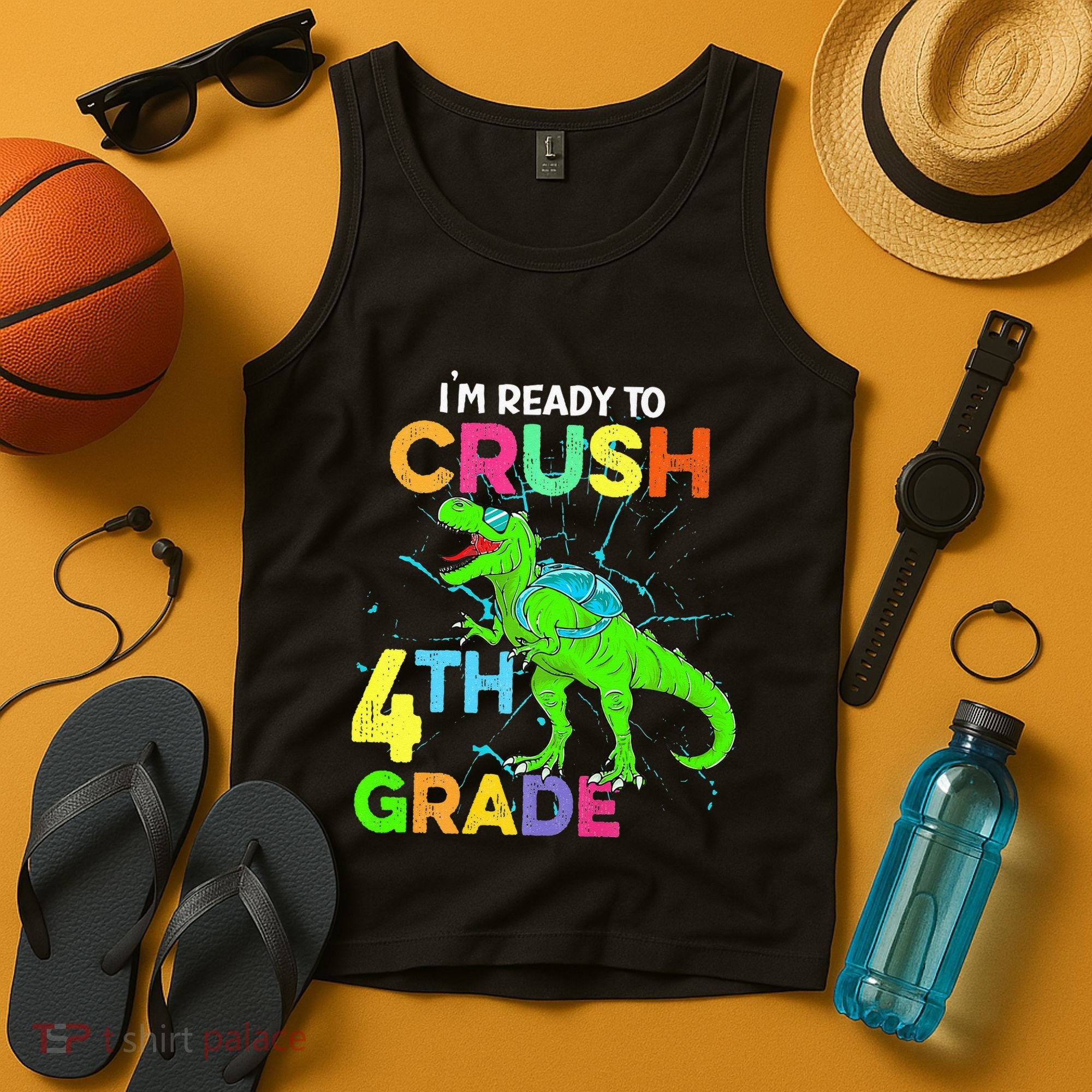 I'm Ready To Crush 4th Grade Dinosaur Back To School Tank Top