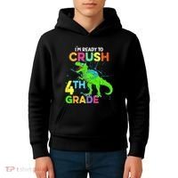 I'm Ready To Crush 4th Grade Dinosaur Back To School Kids Hoodie thumb 4
