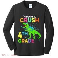 I'm Ready To Crush 4th Grade Dinosaur Back To School Kids Long Sleeve Shirt thumb 0