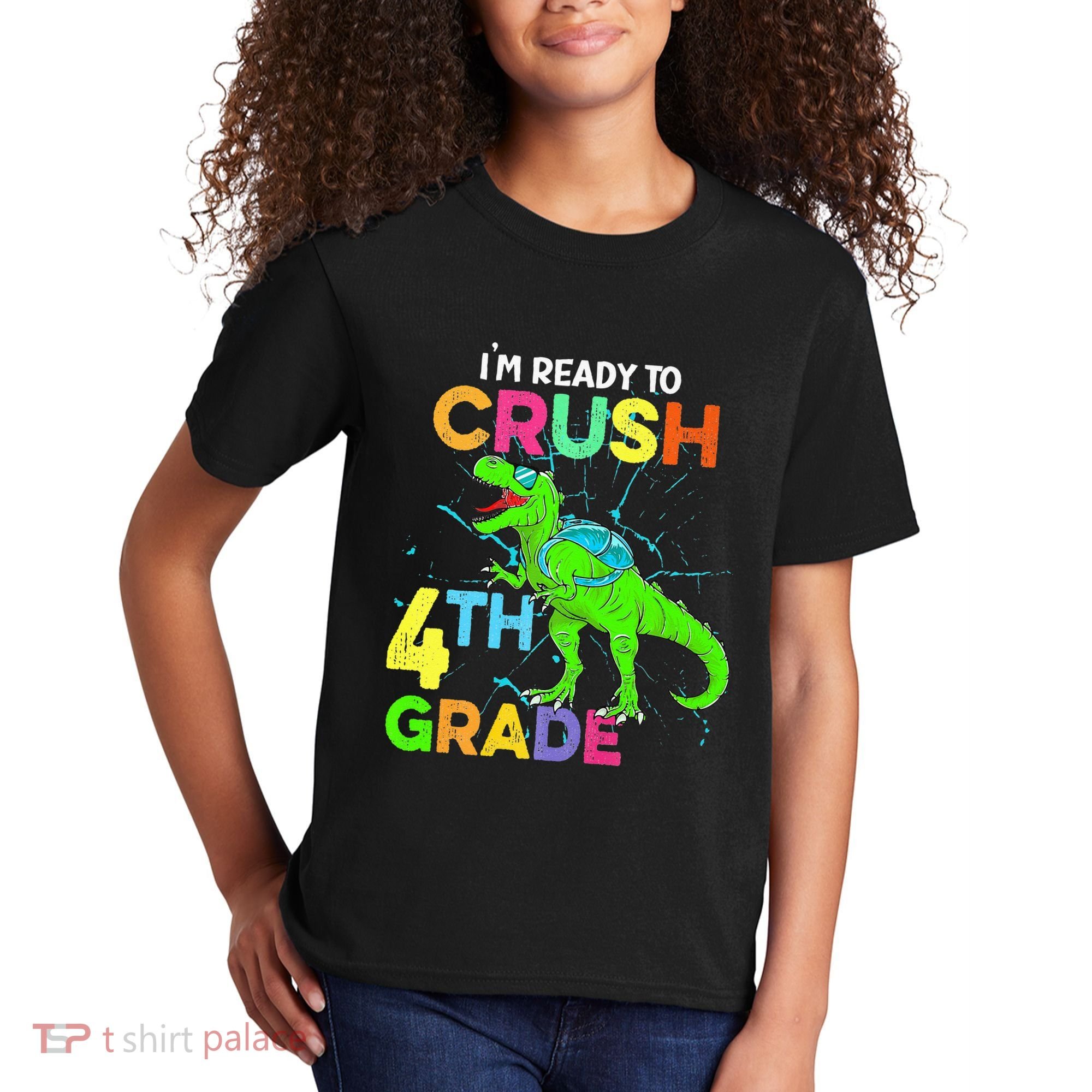 I'm Ready To Crush 4th Grade Dinosaur Back To School Kids T-Shirt