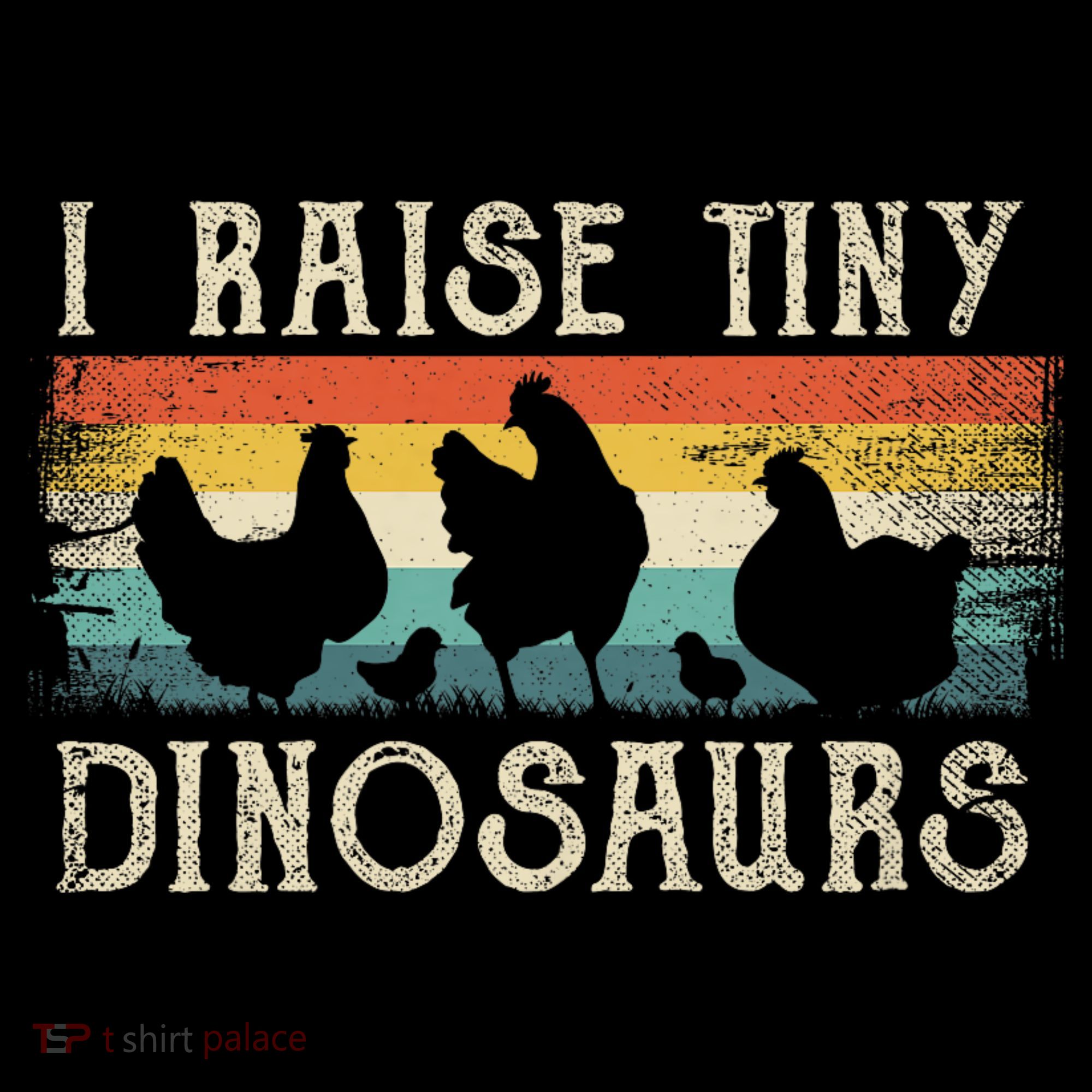I Raise Tiny Dinosaurs Retro 70s Chicken Silhouette Bucket Hat