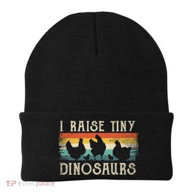 I Raise Tiny Dinosaurs Retro 70s Chicken Silhouette Beanie