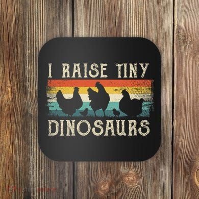 I Raise Tiny Dinosaurs Retro 70s Chicken Silhouette Coaster