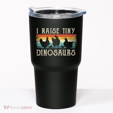 I Raise Tiny Dinosaurs Retro 70s Chicken Silhouette Tumbler