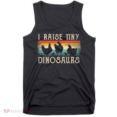I Raise Tiny Dinosaurs Retro 70s Chicken Silhouette Tank Top