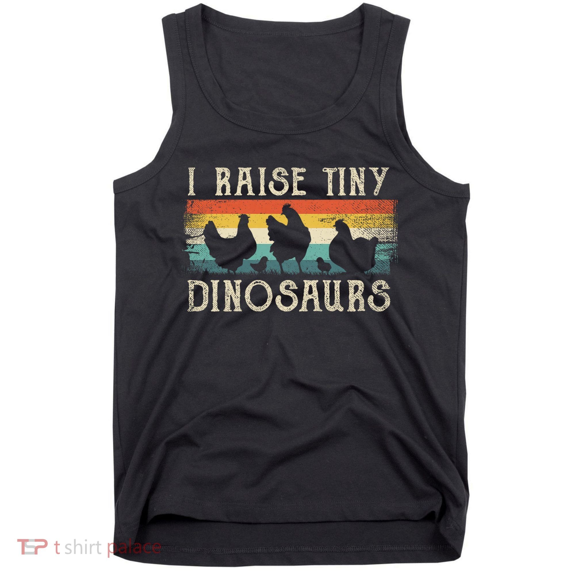 I Raise Tiny Dinosaurs Retro 70s Chicken Silhouette Tank Top