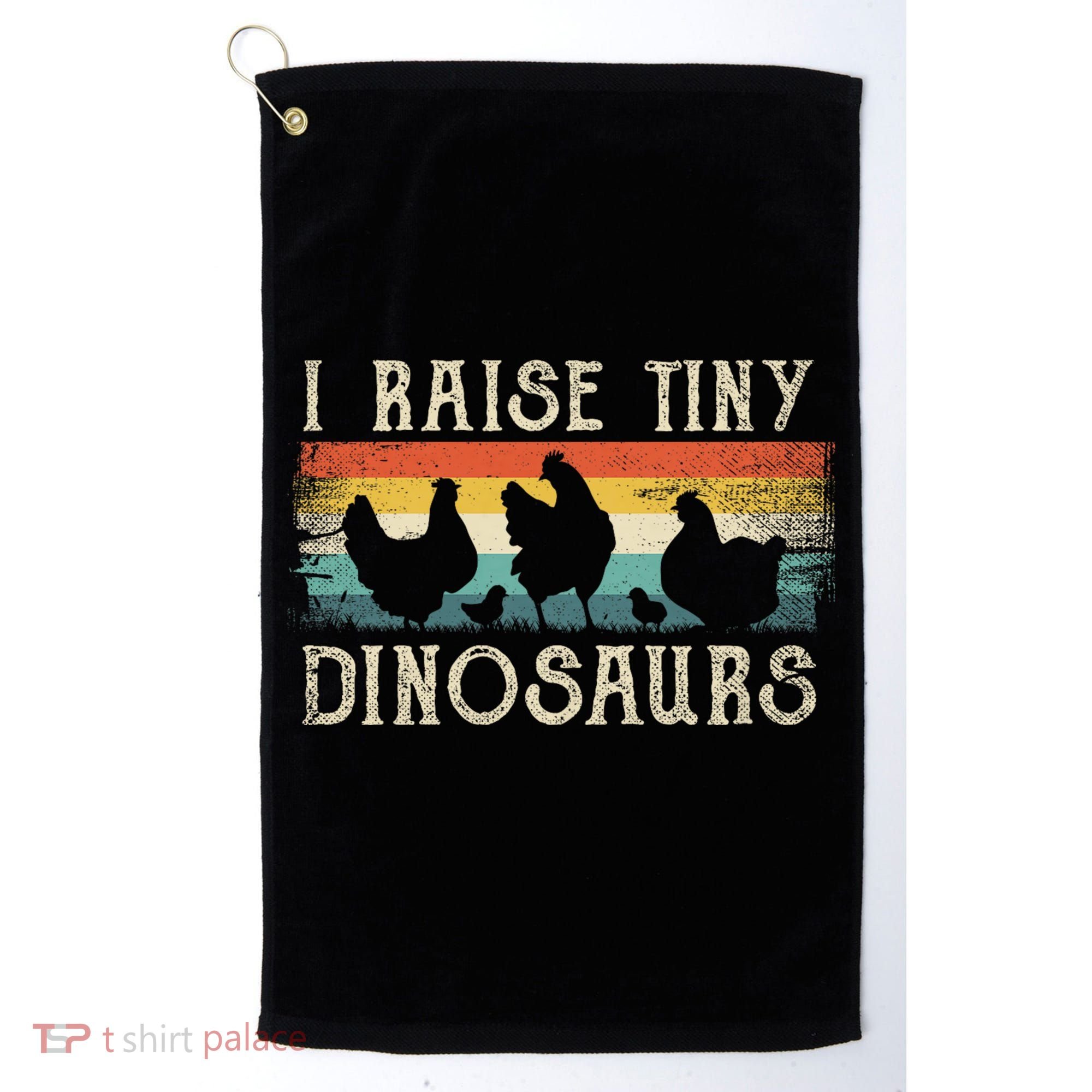 I Raise Tiny Dinosaurs Retro 70s Chicken Silhouette Golf Towel