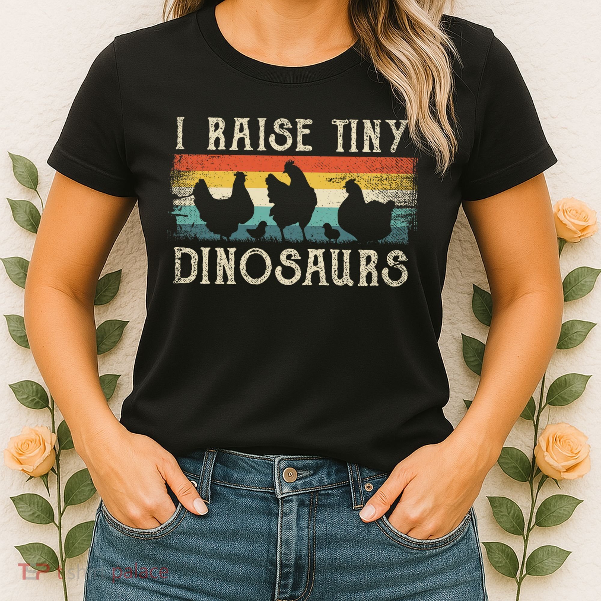 I Raise Tiny Dinosaurs Retro 70s Chicken Silhouette Women's T-Shirt