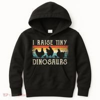 I Raise Tiny Dinosaurs Retro 70s Chicken Silhouette Kids Hoodie thumb 0