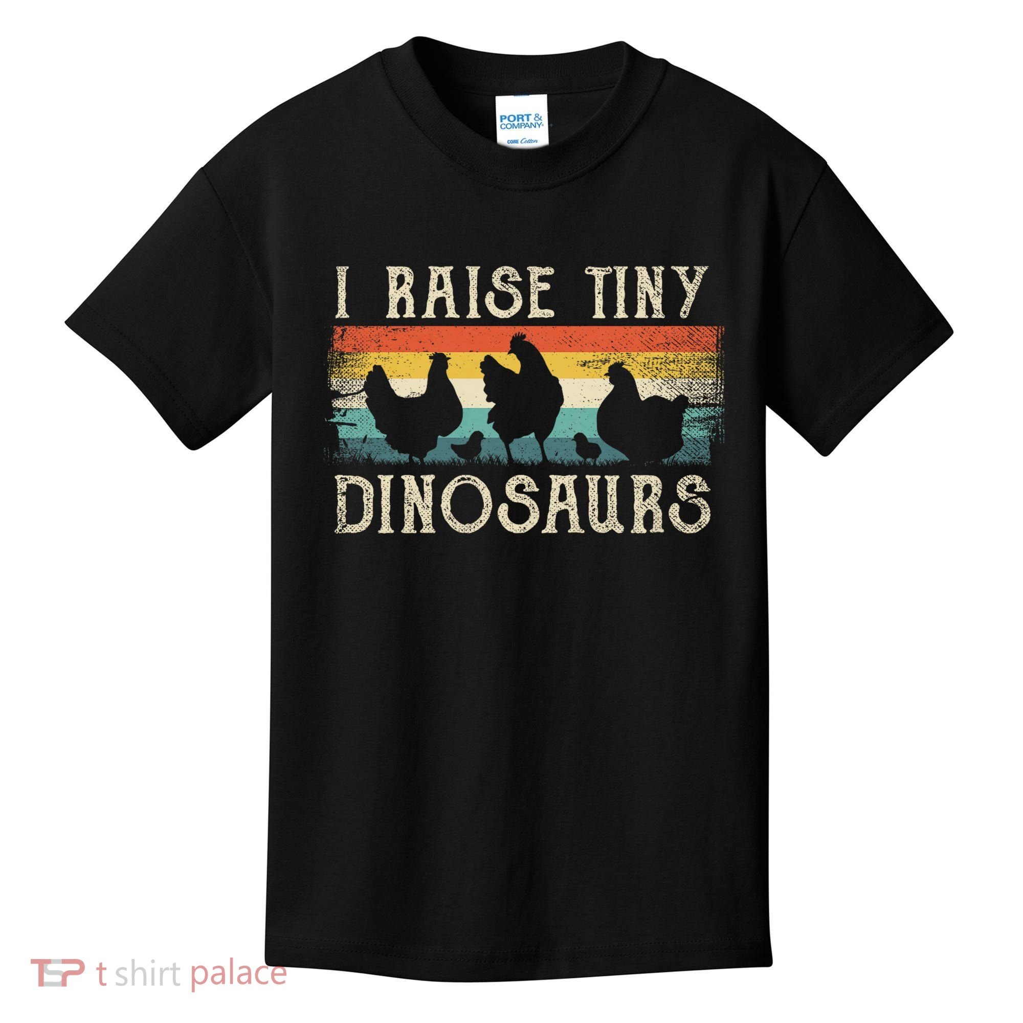 I Raise Tiny Dinosaurs Retro 70s Chicken Silhouette Kids T-Shirt