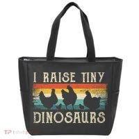 I Raise Tiny Dinosaurs Retro 70s Chicken Silhouette Tote Bag thumb 0