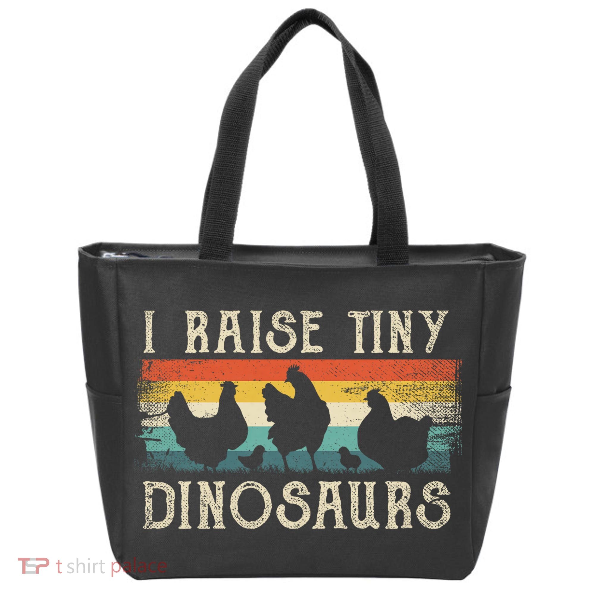 I Raise Tiny Dinosaurs Retro 70s Chicken Silhouette Tote Bag