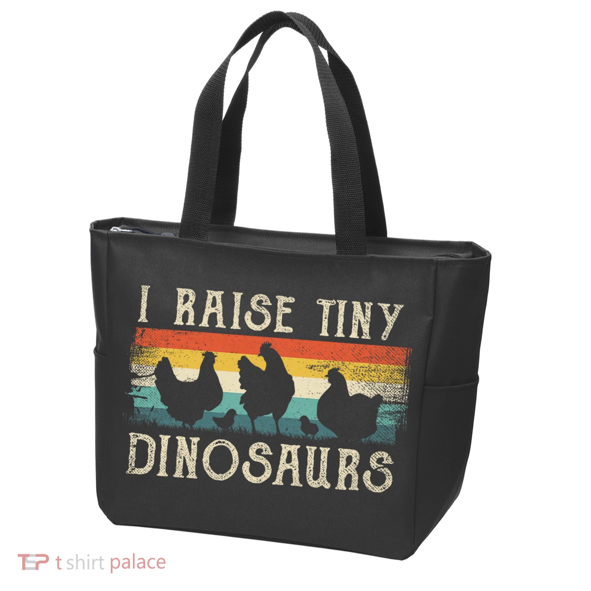 I Raise Tiny Dinosaurs Retro 70s Chicken Silhouette Tote Bag