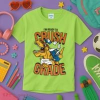 I'm Ready To Crush 1st Grade Dinosaur Kids T-Shirt thumb 3