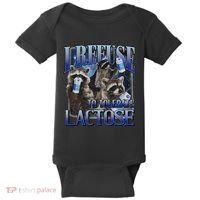 I Refuse To Tolerate Lactose Racoon Meme Lactose Intolerant Baby Bodysuit thumb 0