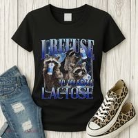 I Refuse To Tolerate Lactose Racoon Meme Lactose Intolerant Women's T-Shirt thumb 3
