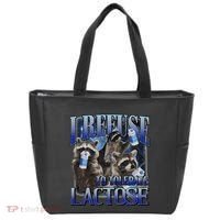 I Refuse To Tolerate Lactose Racoon Meme Lactose Intolerant Tote Bag thumb 0