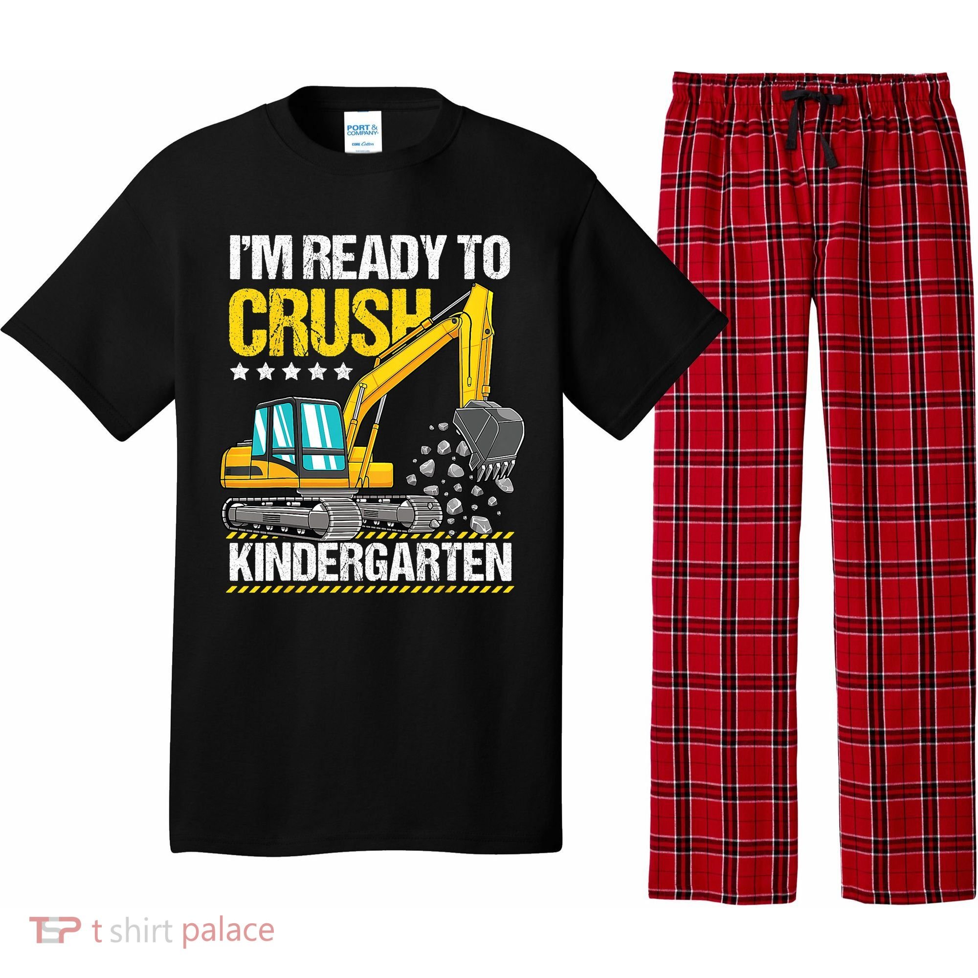 Im Ready To Crush Kindergarten Construction Vehicle Boy Pajama Set