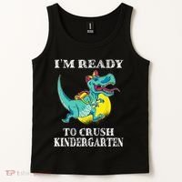 I'm Ready To Crush Kindergarten Trex Dinosaur Back To School Tank Top thumb 2