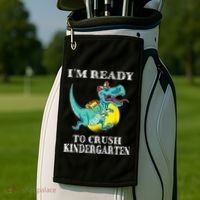 I'm Ready To Crush Kindergarten Trex Dinosaur Back To School Golf Towel thumb 2