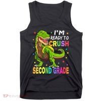 I'm Ready To Crush 2nd Grade Dinosaur Back To School Tank Top thumb 0