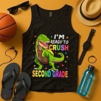I'm Ready To Crush 2nd Grade Dinosaur Back To School Tank Top thumb 4