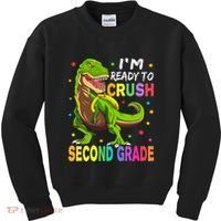 I'm Ready To Crush 2nd Grade Dinosaur Back To School Kids Sweatshirt thumb 0