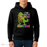 I'm Ready To Crush 2nd Grade Dinosaur Back To School Kids Hoodie thumb 4