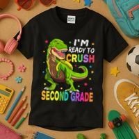 I'm Ready To Crush 2nd Grade Dinosaur Back To School Kids T-Shirt thumb 3
