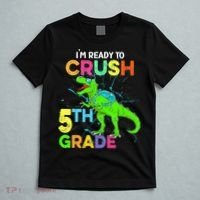 I'm Ready To Crush 5th Grade Dinosaur Back To School T-Shirt thumb 5