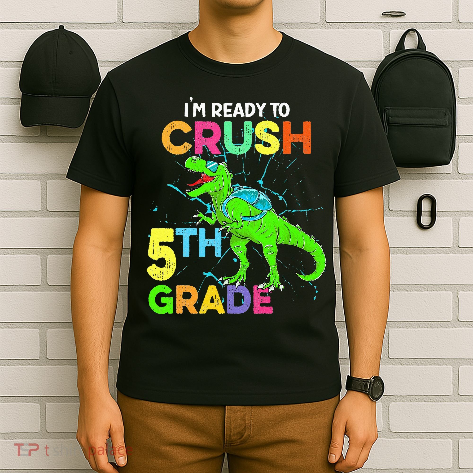 I'm Ready To Crush 5th Grade Dinosaur Back To School T-Shirt