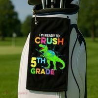I'm Ready To Crush 5th Grade Dinosaur Back To School Golf Towel thumb 2