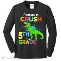 I'm Ready To Crush 5th Grade Dinosaur Back To School Kids Long Sleeve Shirt thumb 0