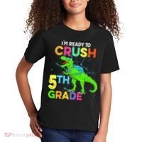 I'm Ready To Crush 5th Grade Dinosaur Back To School Kids T-Shirt thumb 2