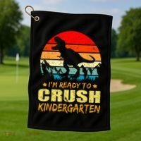 I'm Ready To Crush Kindergarten TRex Dinosaur Back To School Golf Towel thumb 1