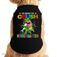I'm Ready To Crush Kindergarten Dinosaur Back To School Doggie Tank thumb 0
