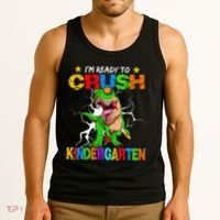 I'm Ready To Crush Kindergarten Dinosaur Back To School Tank Top thumb 3