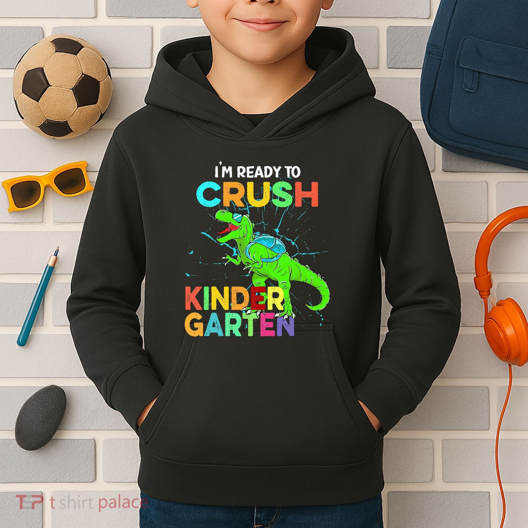 I'm Ready To Crush Kindergarten Dinosaur Back To School Kids Hoodie