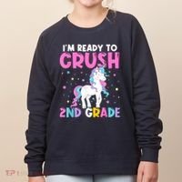 Im Ready To Crush Second Grade Cute Unicorn Back To School Women's Sweatshirt thumb 0