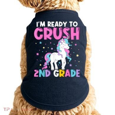 Im Ready To Crush Second Grade Cute Unicorn Back To School Doggie Tank